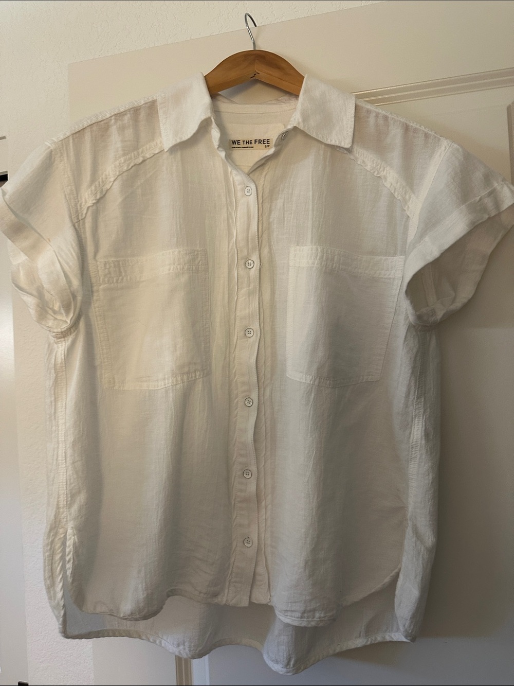 We The Free White Short-Sleeve Button-Up Shirt